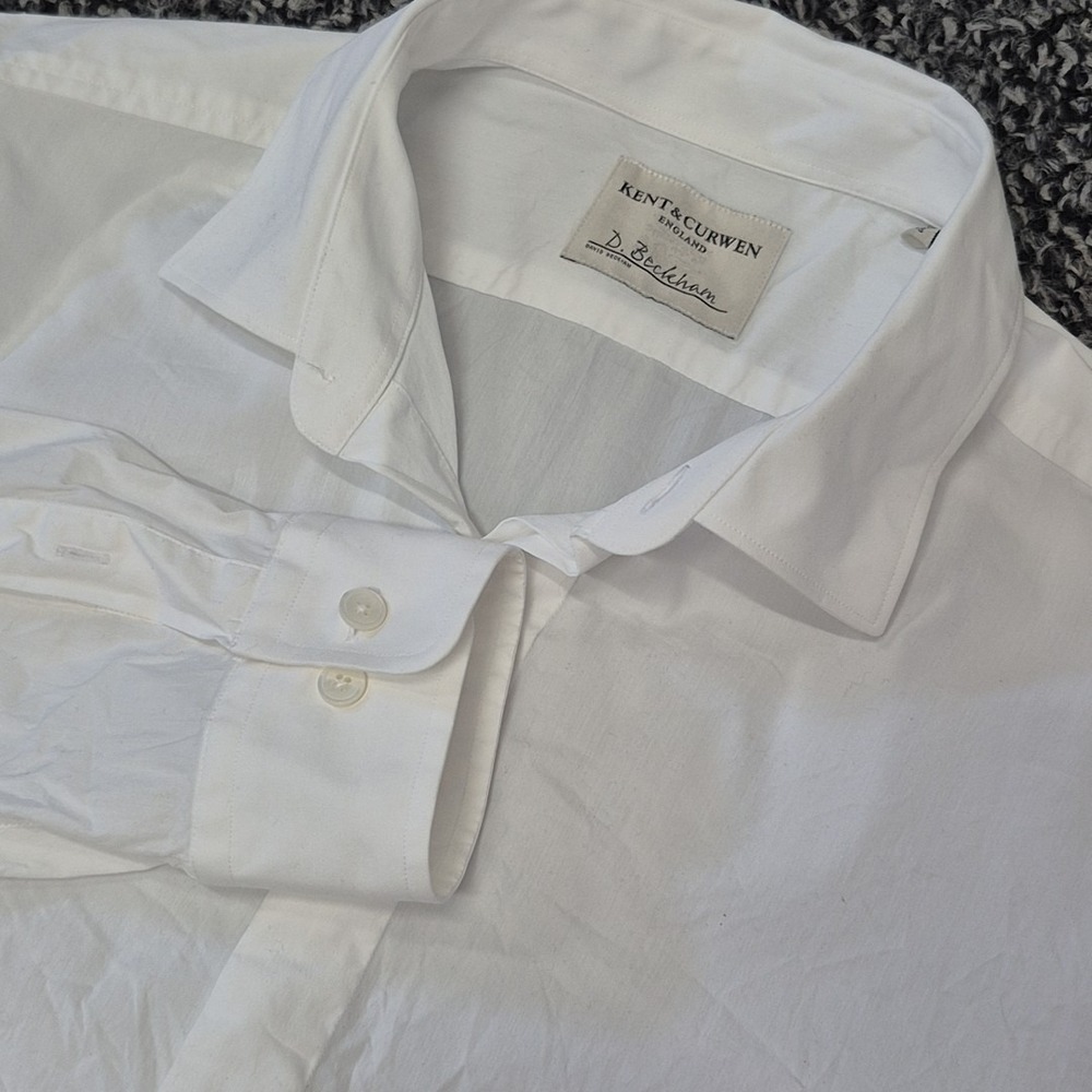 Kent & Curwen David Beckham Long Sleeve White Dress Shirt‎ Men's Size 17 43